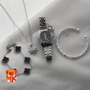 ست هدیه زنانه نقره‌ای مشکی
