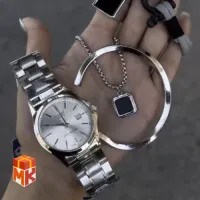 ست هدیه مردانه ساعت کاسیو مدل Silver Light
