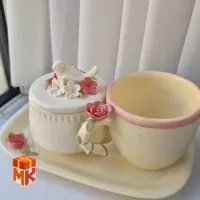 ست فنجان، قندان و سینی سرامیکی