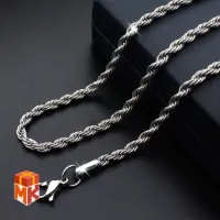 گردنبند مردانه نقره‌ای مدل Rope Chain