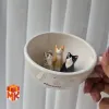فنجان سرامیکی فانتزی طرح سه گربه ملوس